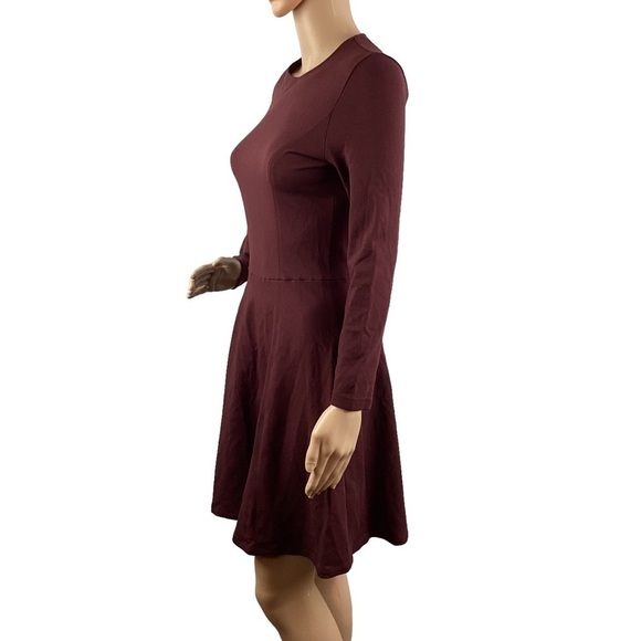 Theory Tillora Long Sleeve Fit and Flare Dress Size 6 Burgundy - Picture 4 of 7